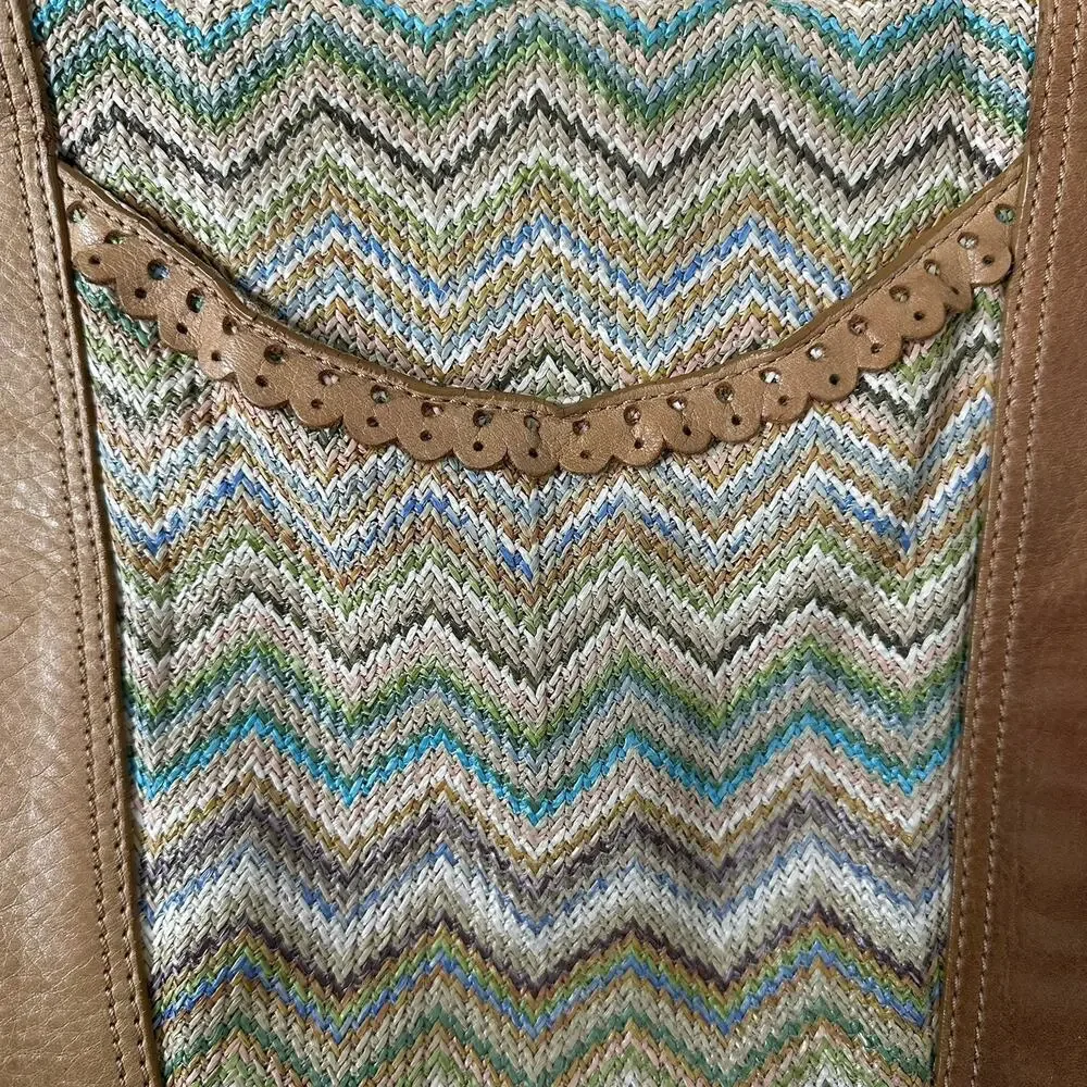Sigrid Olsen Colorful Leather Hobo Bag Braided Handles Boho Hippie Festival